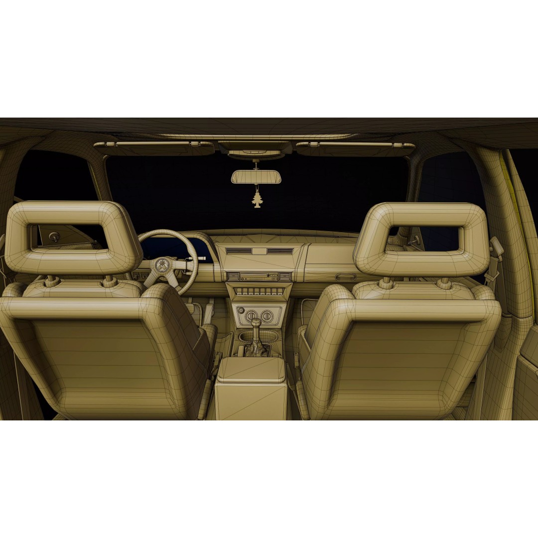 1990 Sedan 3D Model – Low Poly Game Asset, PBR Textures, Blender - View 26