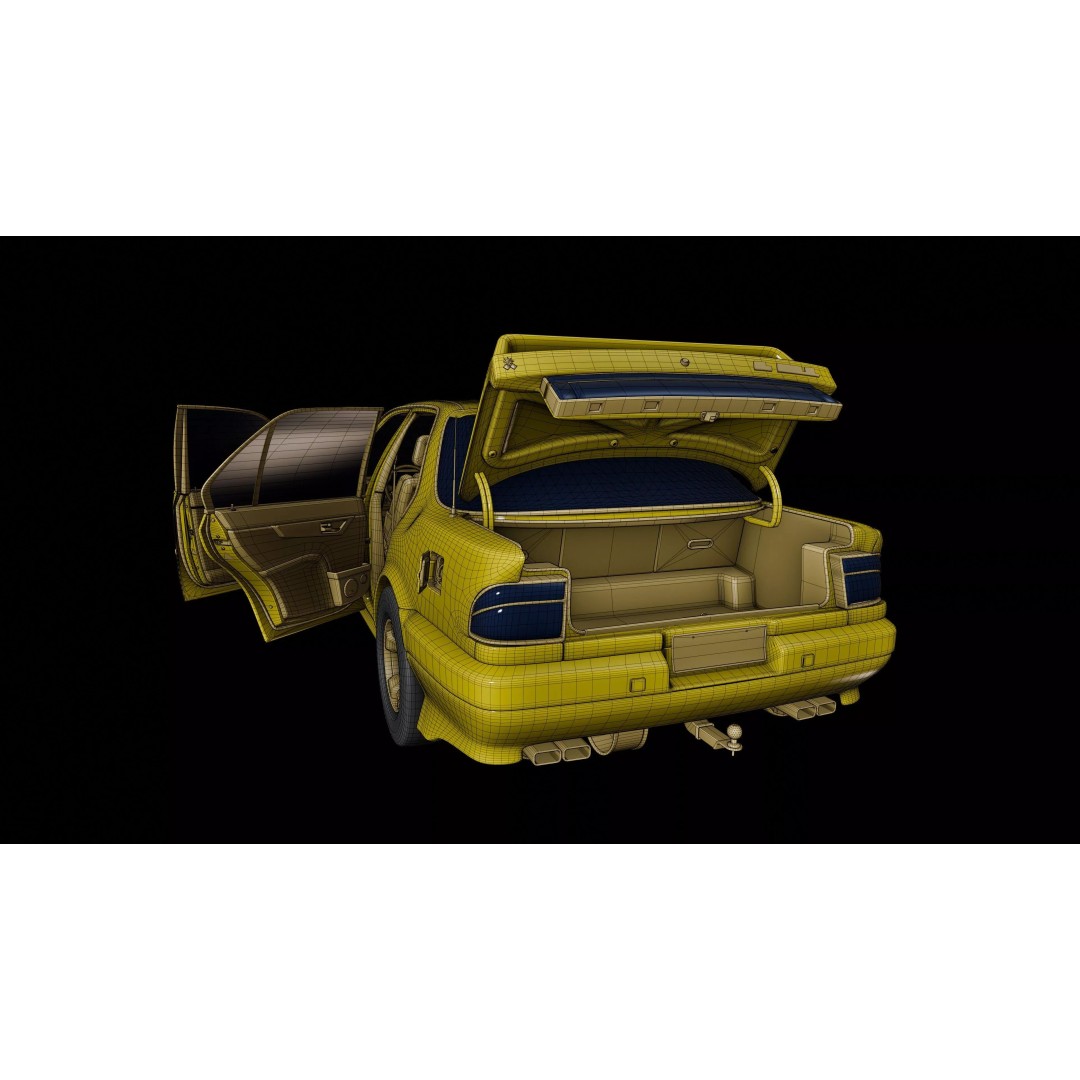 1990 Sedan 3D Model – Low Poly Game Asset, PBR Textures, Blender - View 28