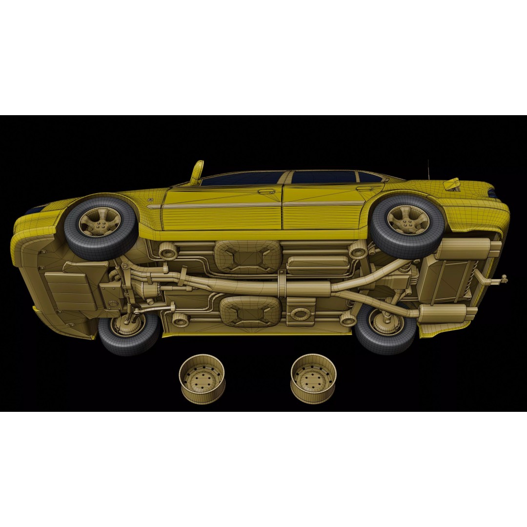 1990 Sedan 3D Model – Low Poly Game Asset, PBR Textures, Blender - View 29