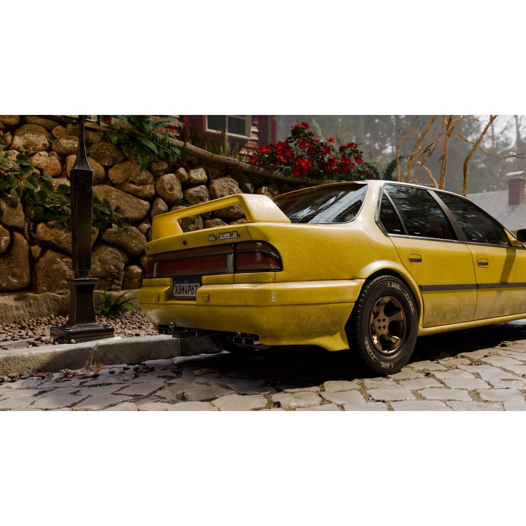1990 Sedan 3D Model – Low Poly Game Asset, PBR Textures, Blender - View 3
