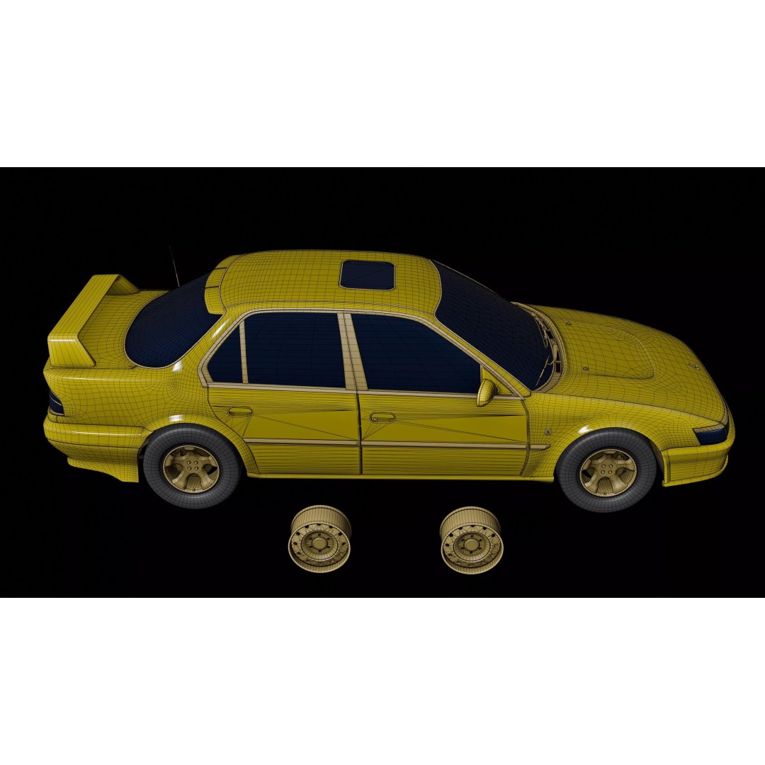 1990 Sedan 3D Model – Low Poly Game Asset, PBR Textures, Blender - View 30