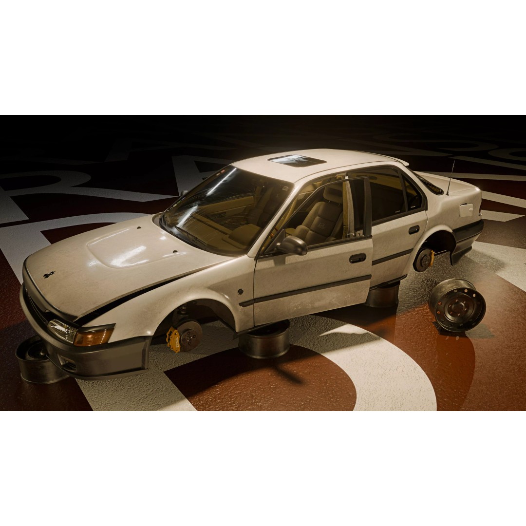 1990 Sedan 3D Model – Low Poly Game Asset, PBR Textures, Blender - View 6