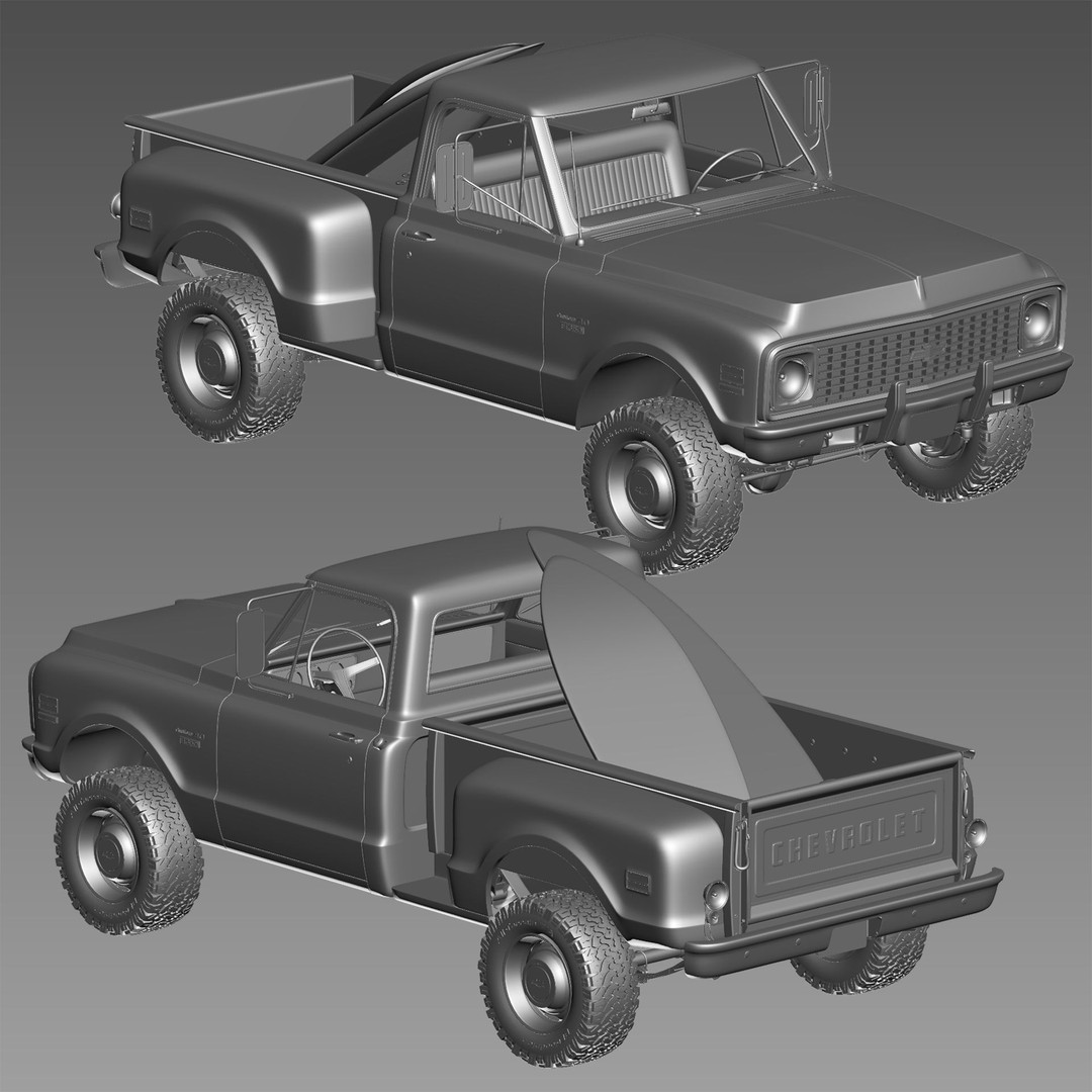 Chevrolet C10 3D Model – High Detail Vintage Truck, FBX