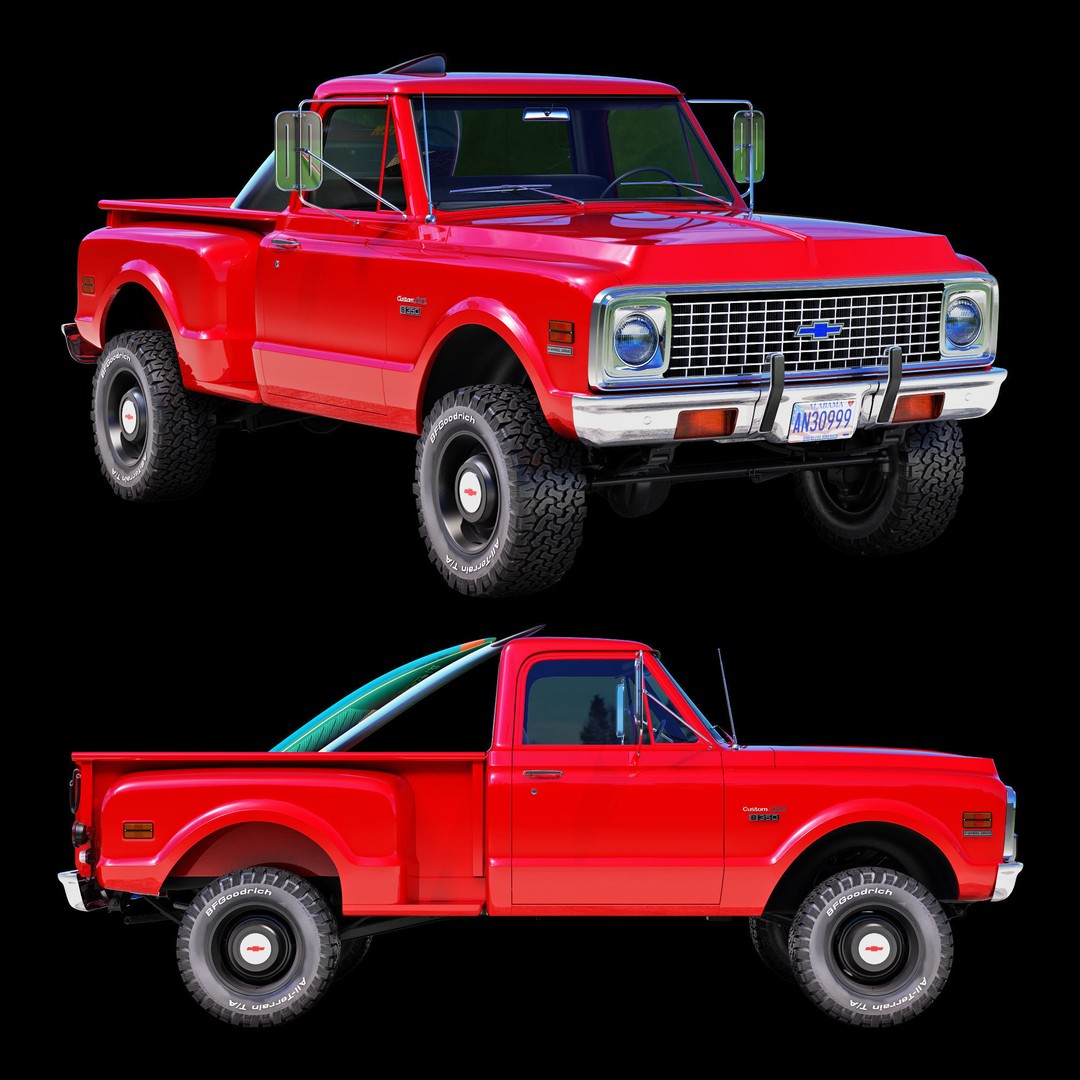 Chevrolet C10 3D Model – High Detail Vintage Truck, FBX - View 11