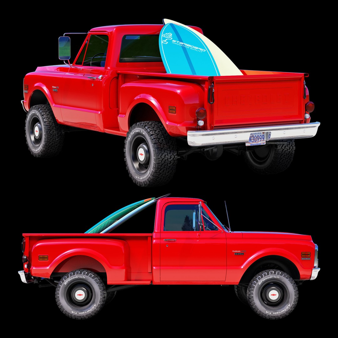 Chevrolet C10 3D Model – High Detail Vintage Truck, FBX - View 12