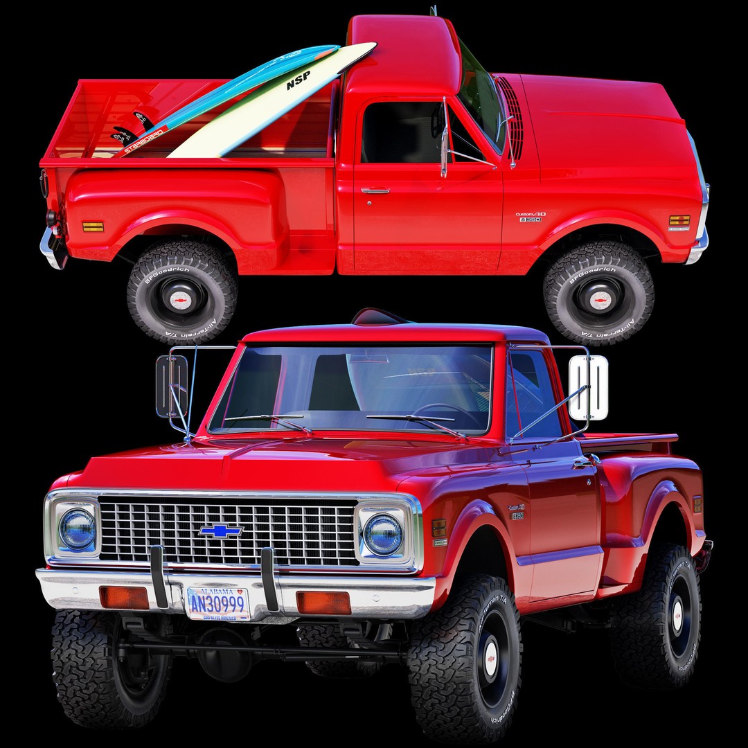 Chevrolet C10 3D Model – High Detail Vintage Truck, FBX - View 16