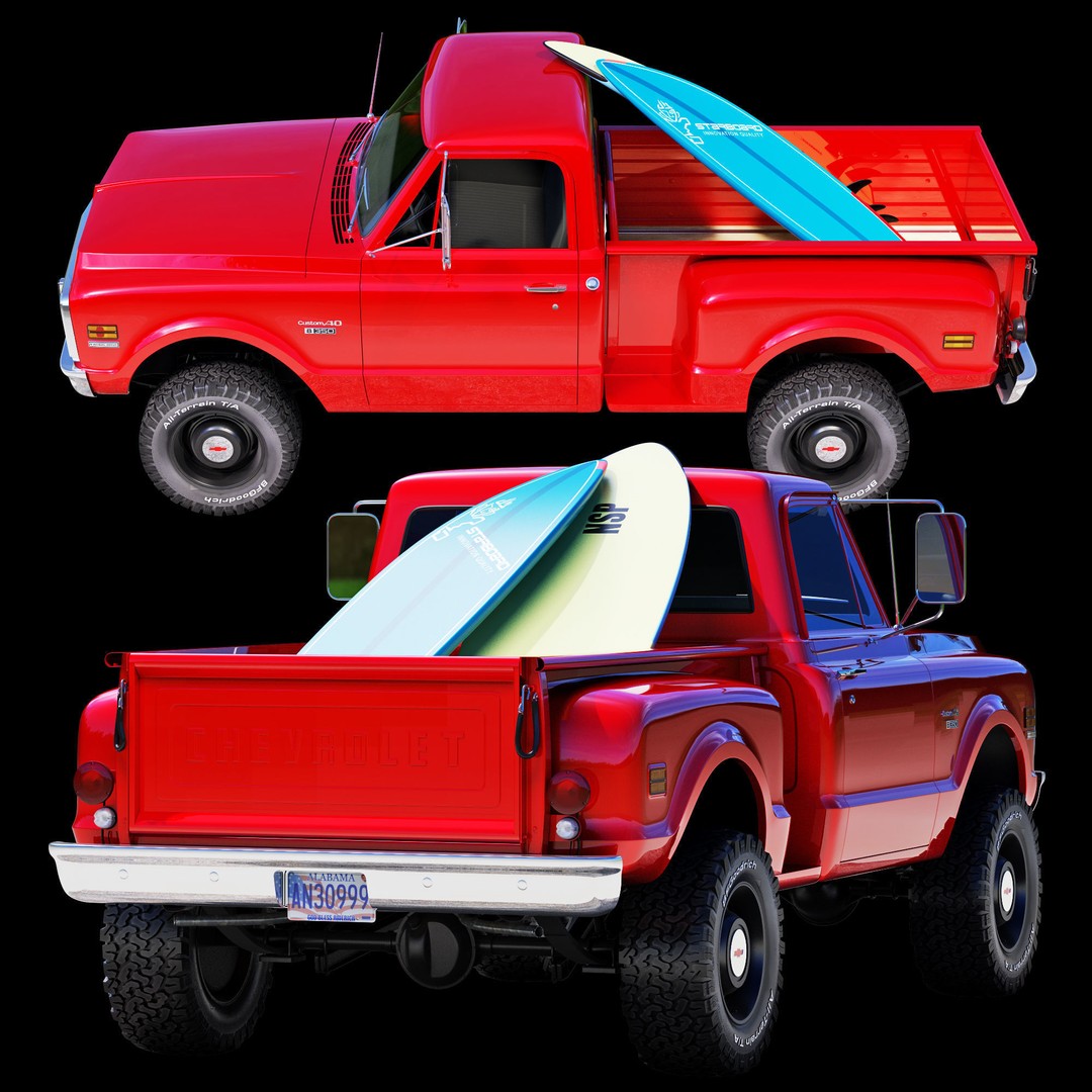 Chevrolet C10 3D Model – High Detail Vintage Truck, FBX - View 17