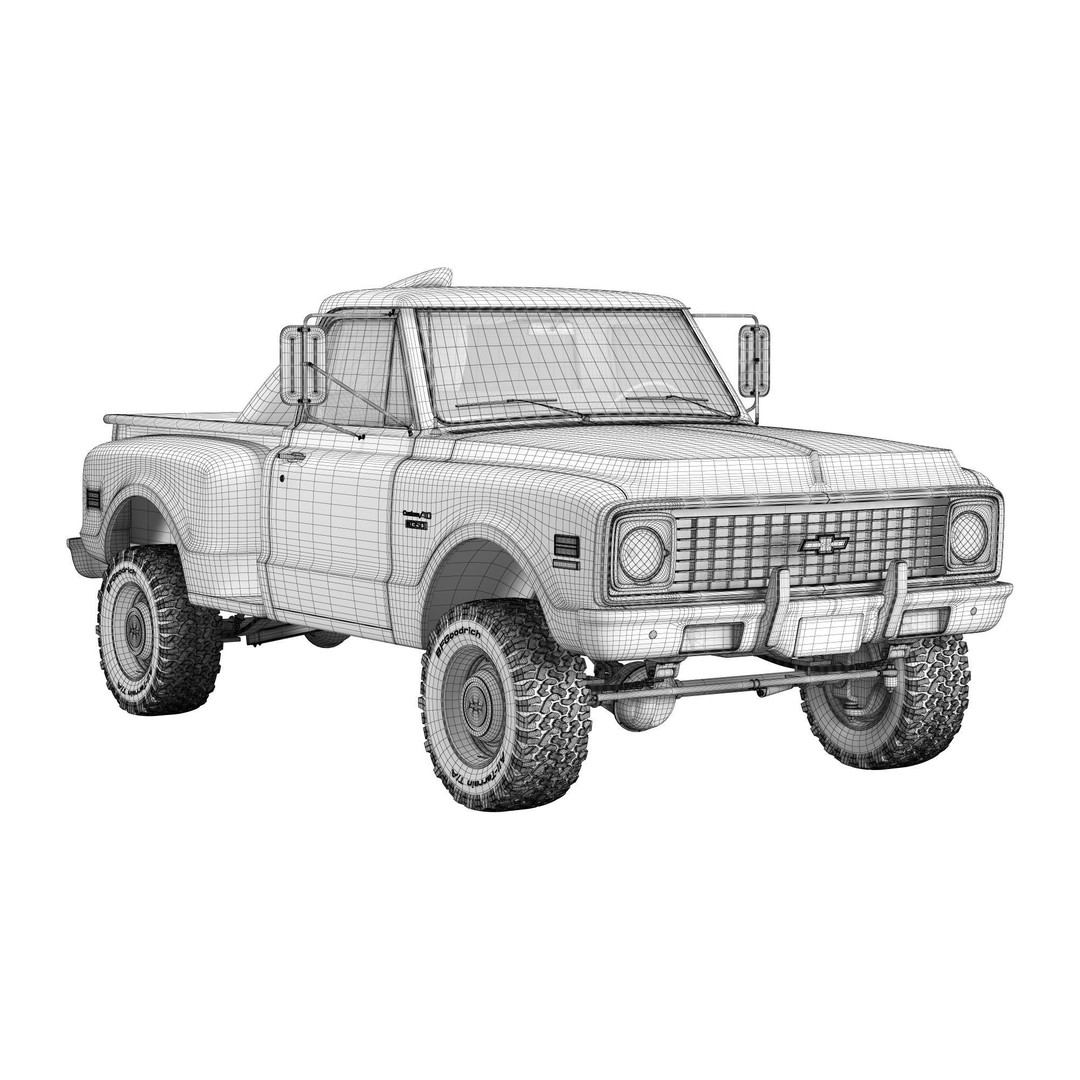 Chevrolet C10 3D Model – High Detail Vintage Truck, FBX - View 21