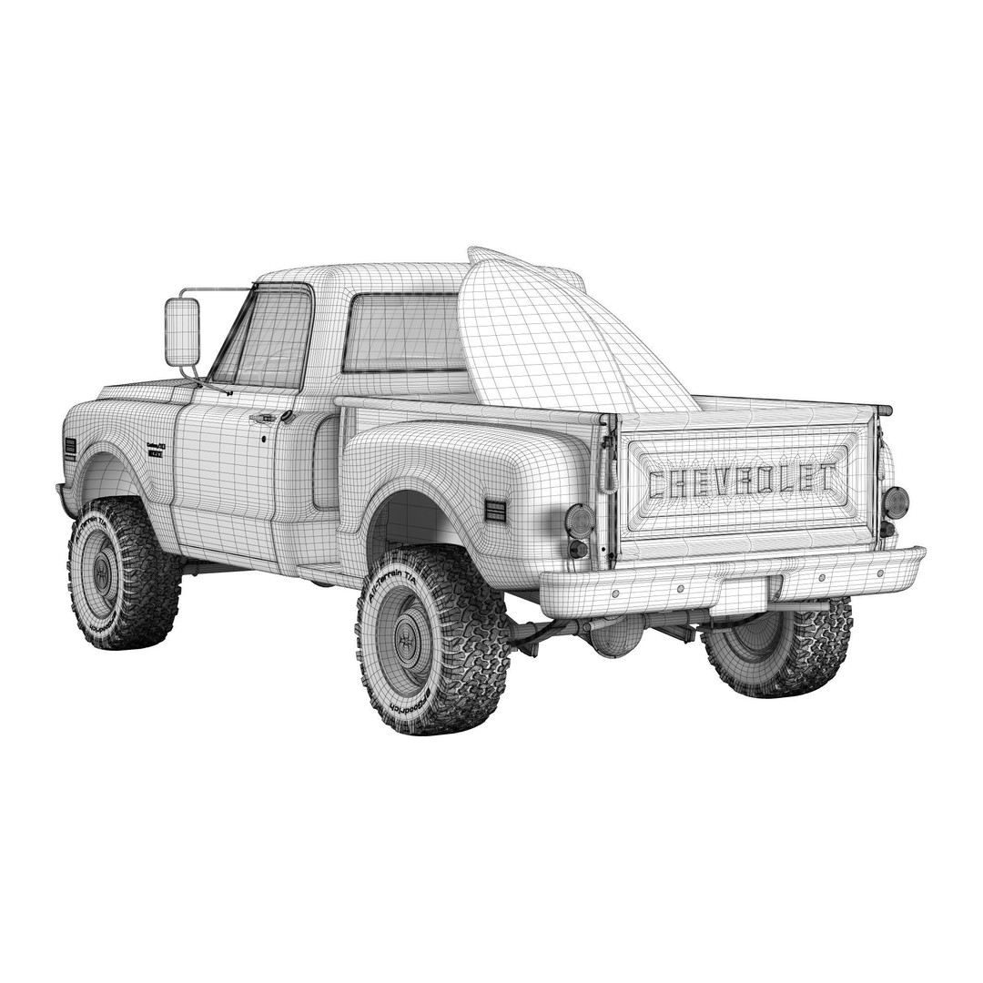 Chevrolet C10 3D Model – High Detail Vintage Truck, FBX - View 23