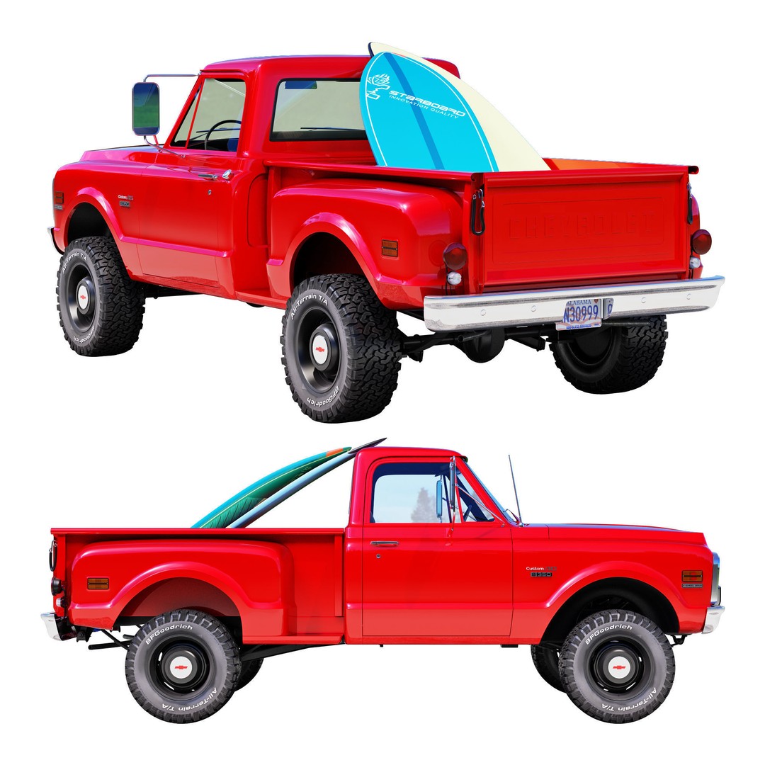 Chevrolet C10 3D Model – High Detail Vintage Truck, FBX - View 3