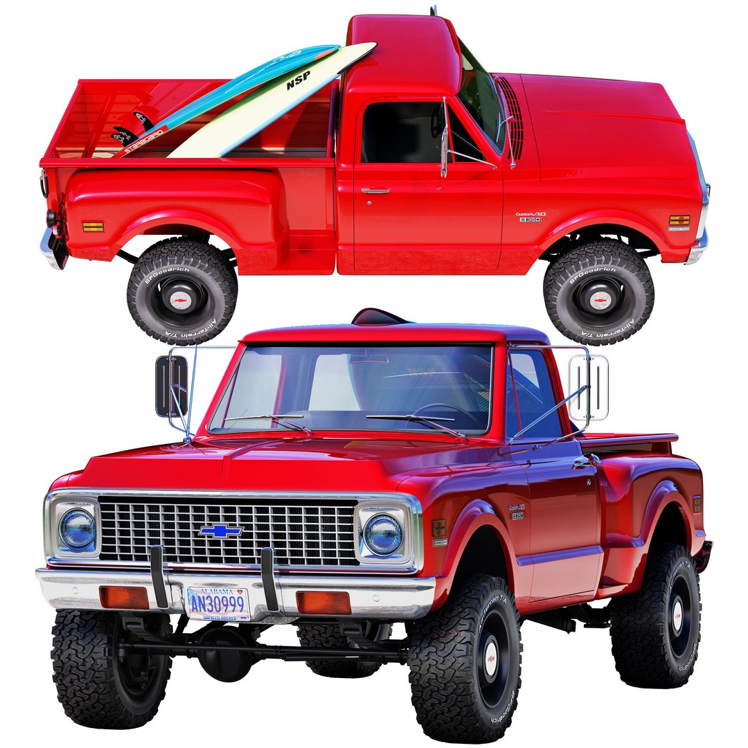 Chevrolet C10 3D Model – High Detail Vintage Truck, FBX - View 7