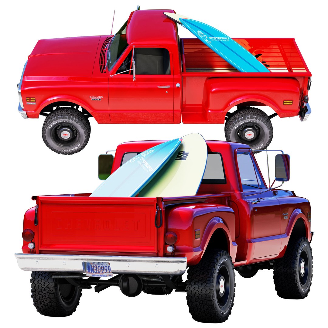 Chevrolet C10 3D Model – High Detail Vintage Truck, FBX - View 8