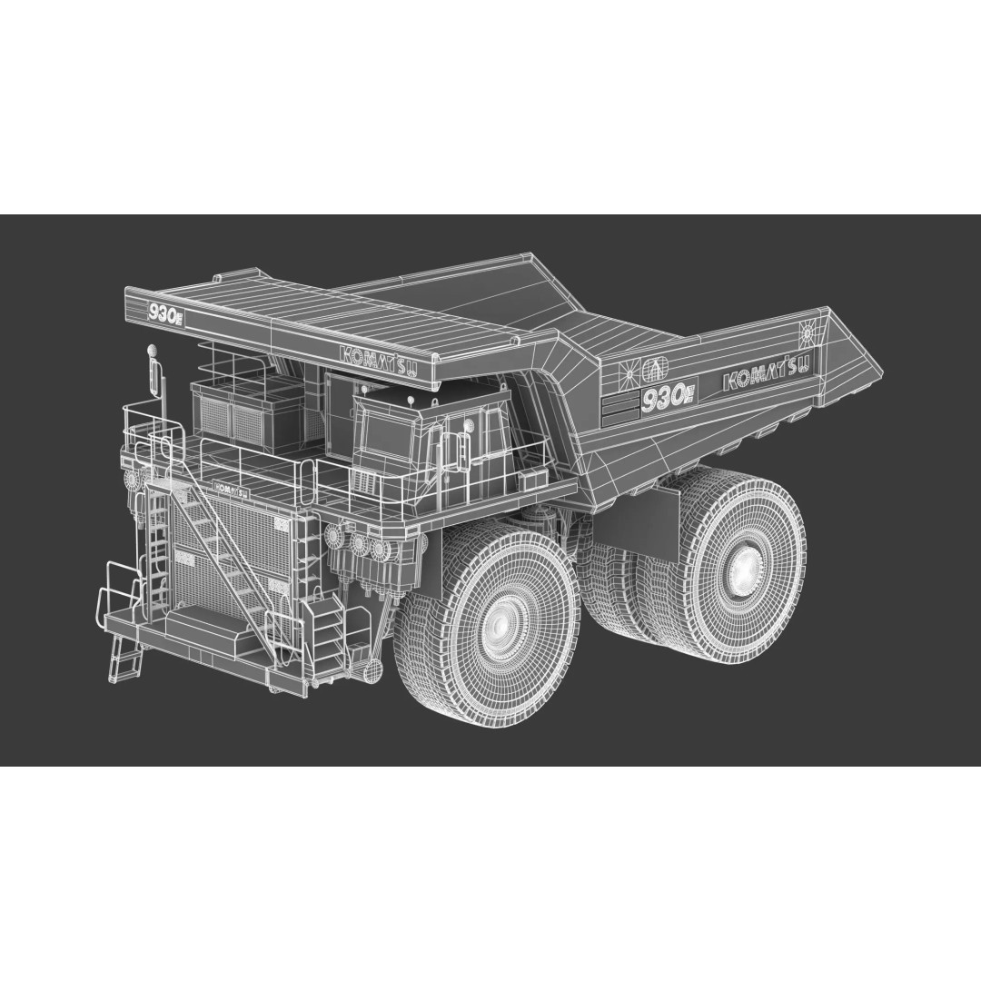Komatsu 930E-5SE Electric Drive Mining Truck 3D Model – High-Poly PBR Asset, FBX - View 3