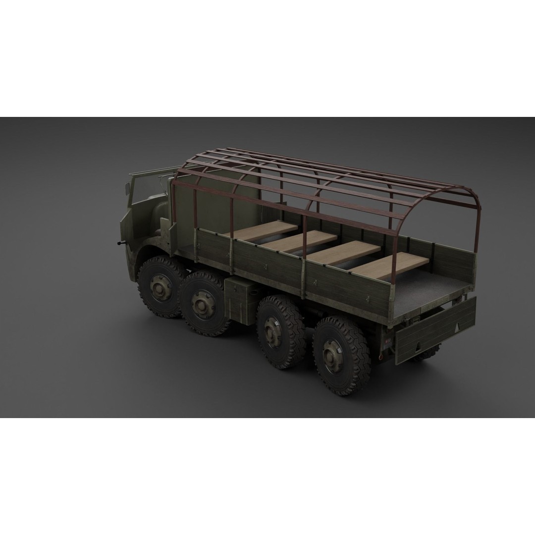 Saurer M8 8x8 3D Model – Low Poly Game Asset, FBX, Blender - View 10