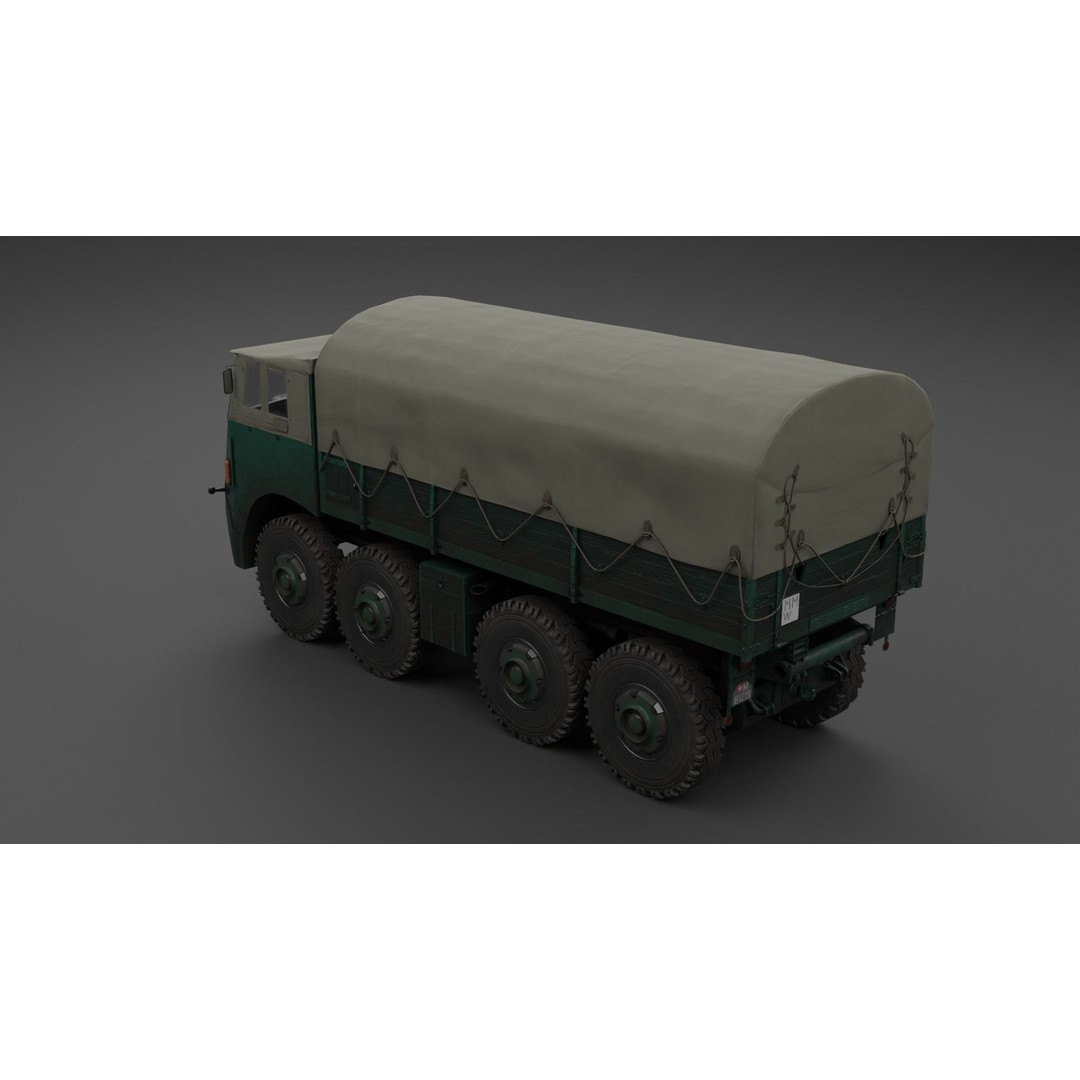 Saurer M8 8x8 3D Model – Low Poly Game Asset, FBX, Blender - View 6