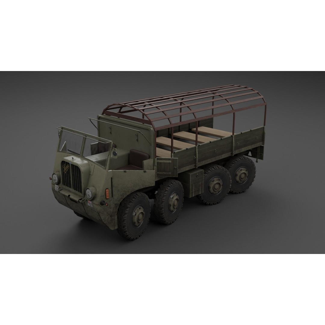 Saurer M8 8x8 3D Model – Low Poly Game Asset, FBX, Blender - View 7