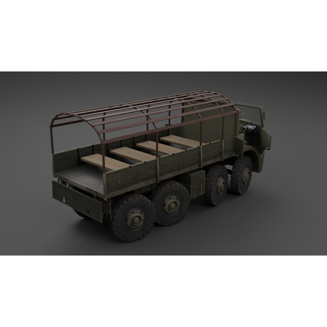 Saurer M8 8x8 3D Model – Low Poly Game Asset, FBX, Blender - View 9