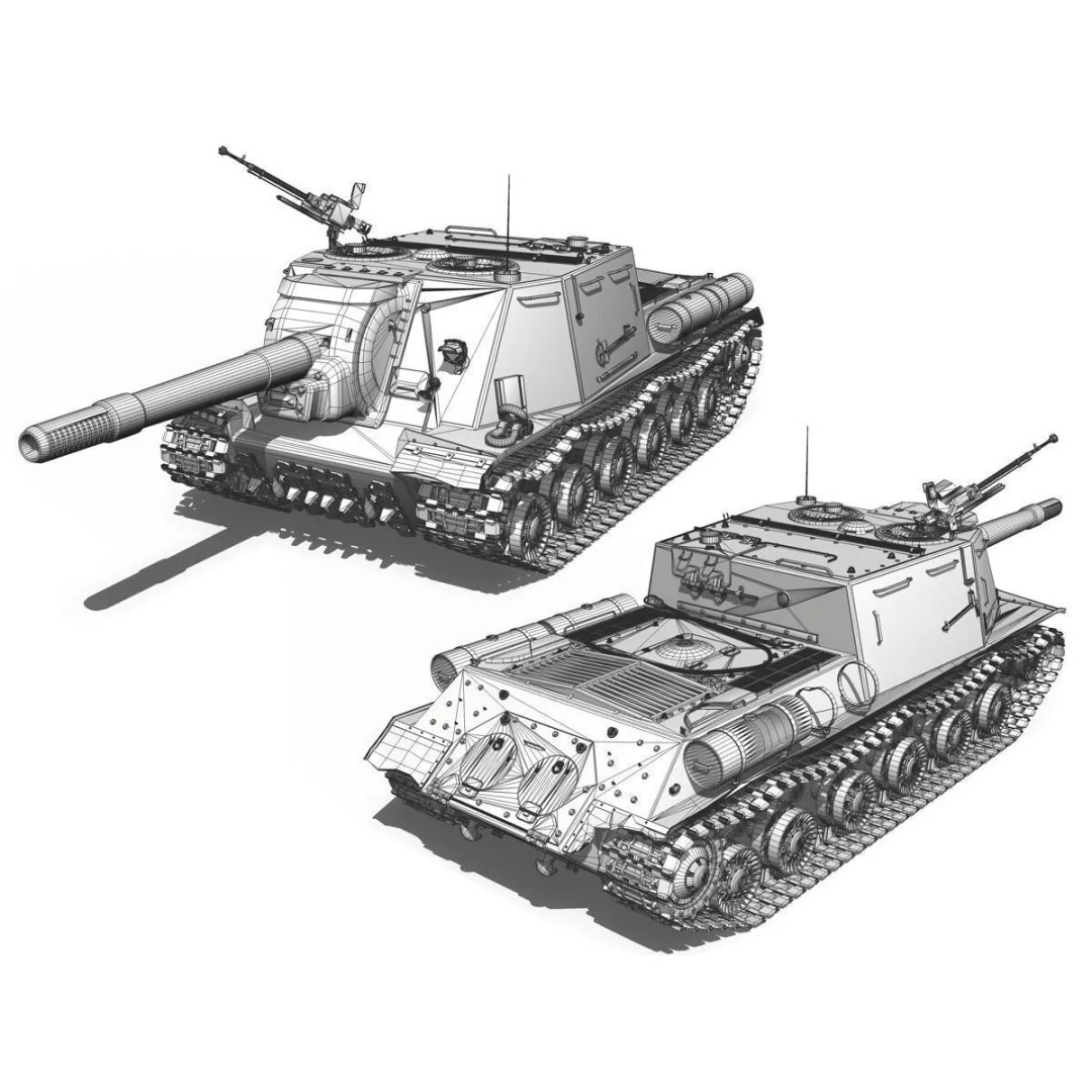 ISU-152 3D Model – Soviet Heavy Self-Propelled Gun, Game-Ready