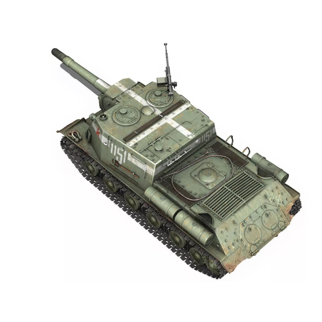 ISU-152 3D Model – Soviet Heavy Self-Propelled Gun, Game-Ready - View 10