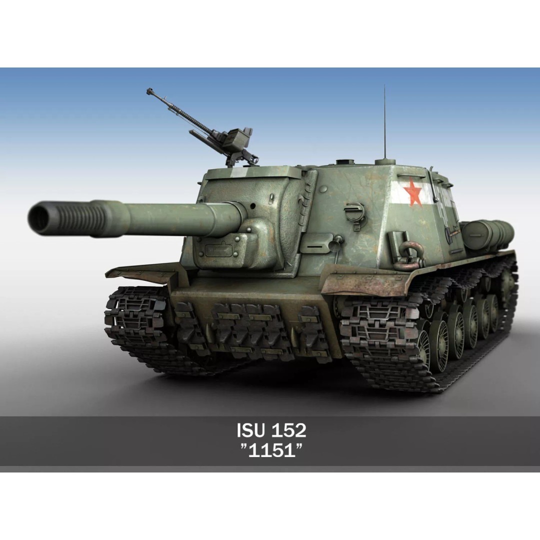 ISU-152 3D Model – Soviet Heavy Self-Propelled Gun, Game-Ready - View 2