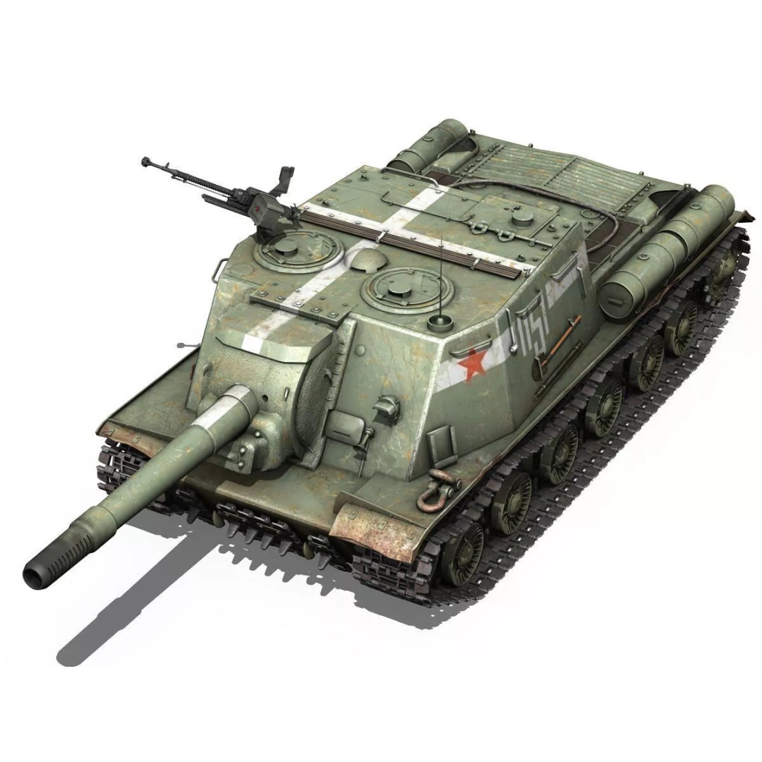 ISU-152 3D Model – Soviet Heavy Self-Propelled Gun, Game-Ready - View 4