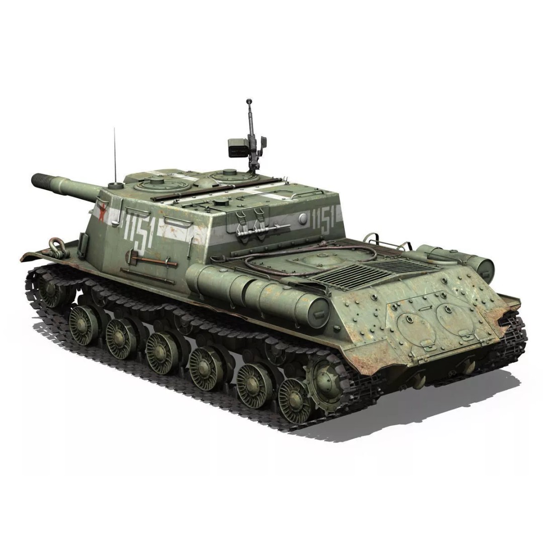 ISU-152 3D Model – Soviet Heavy Self-Propelled Gun, Game-Ready - View 6