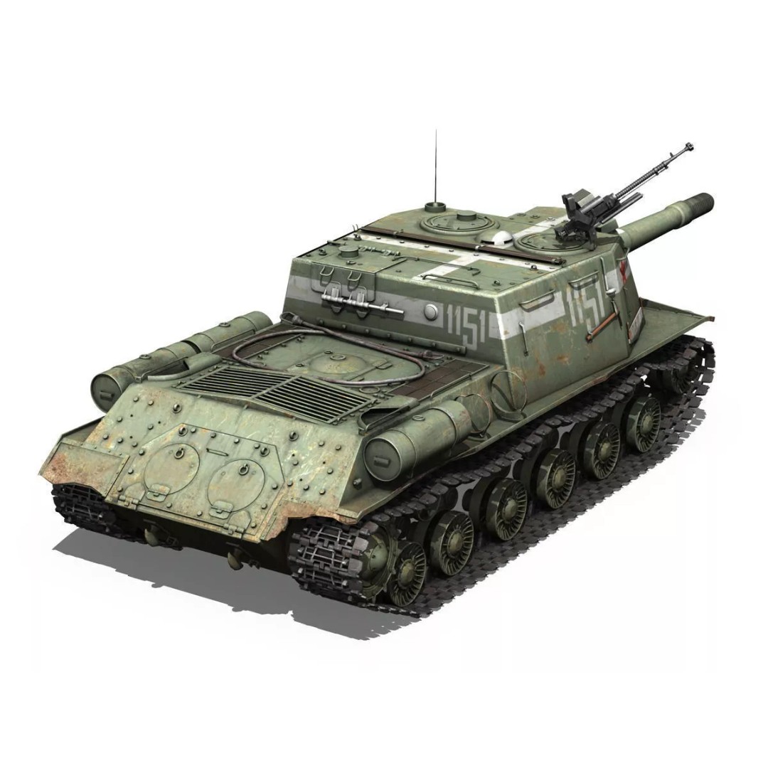 ISU-152 3D Model – Soviet Heavy Self-Propelled Gun, Game-Ready - View 7