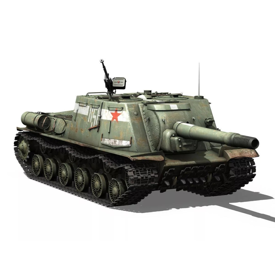 ISU-152 3D Model – Soviet Heavy Self-Propelled Gun, Game-Ready - View 9