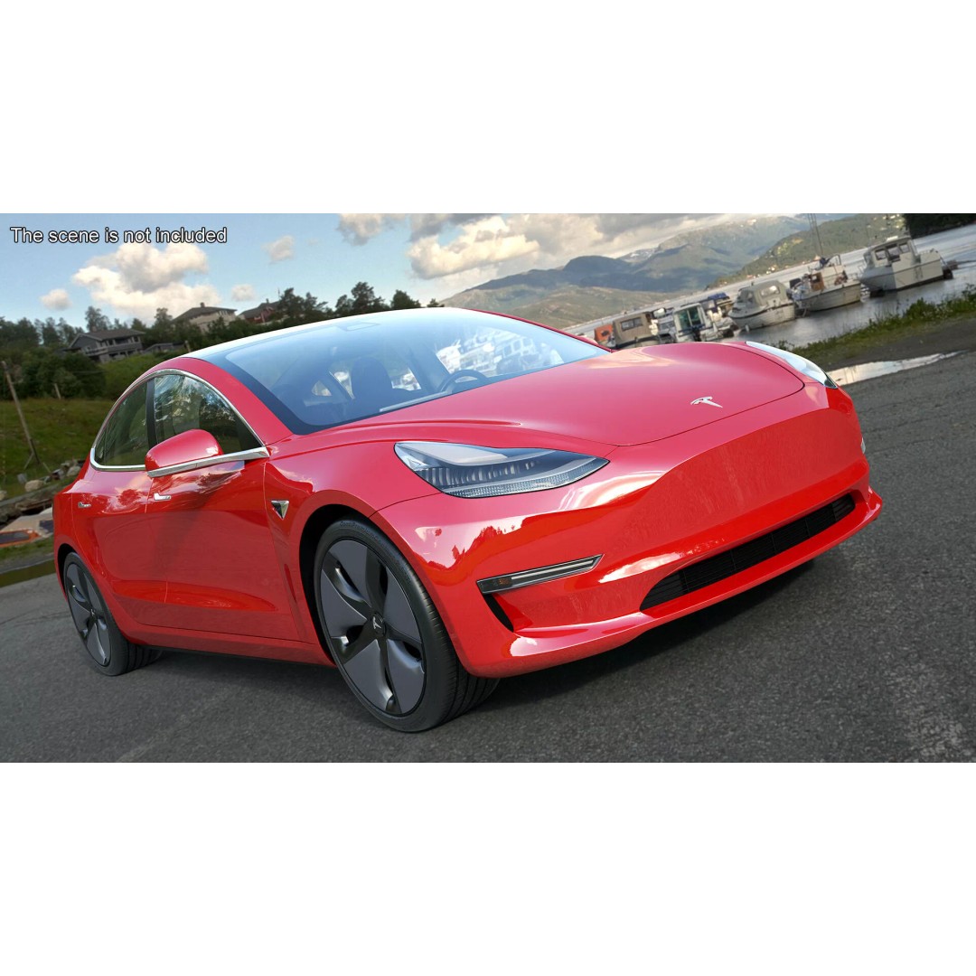 Tesla 3D Model – Luxury Electric Vehicle with Aero Wheel Covers - View 3