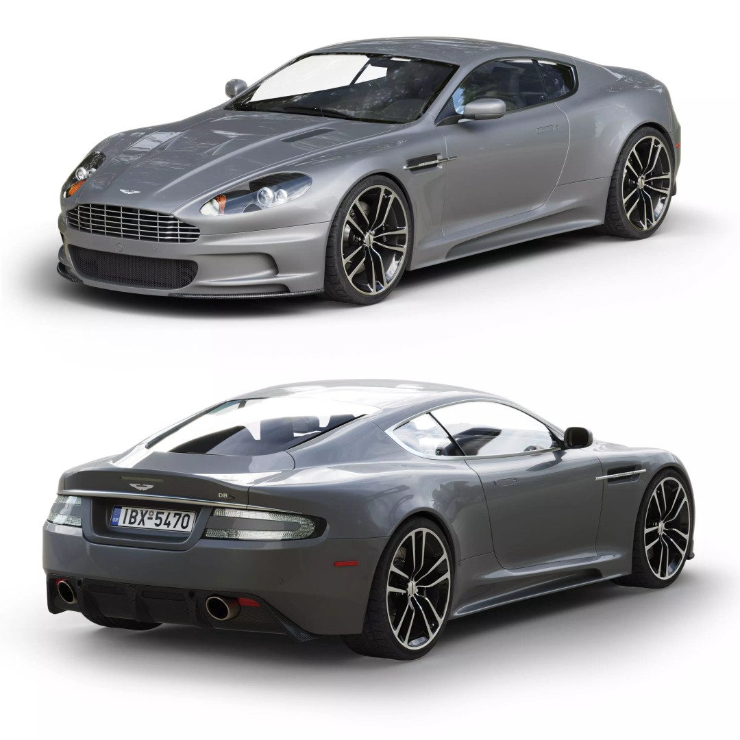 Aston Martin DBS I 3D Model – Low Poly Game Asset, FBX, OBJ - View 2