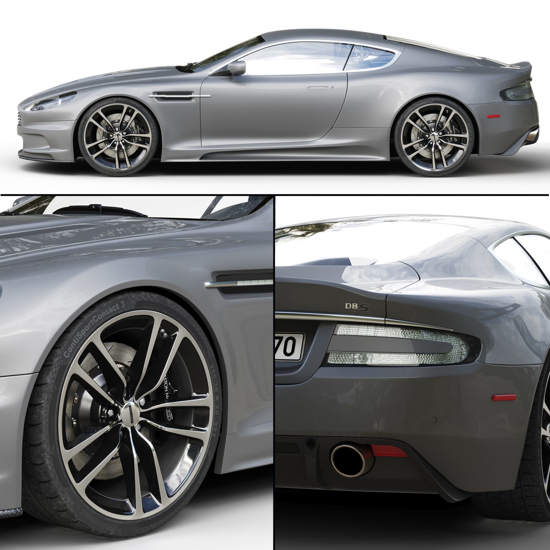 Aston Martin DBS I 3D Model – Low Poly Game Asset, FBX, OBJ - View 3