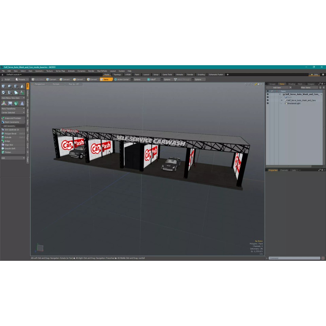 Self Serve Auto Wash 3D Model – High Quality Car Wash Facility, FBX
