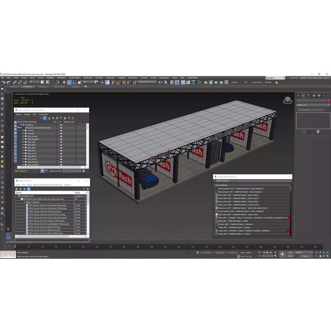 Self Serve Auto Wash 3D Model – High Quality Car Wash Facility, FBX - View 17