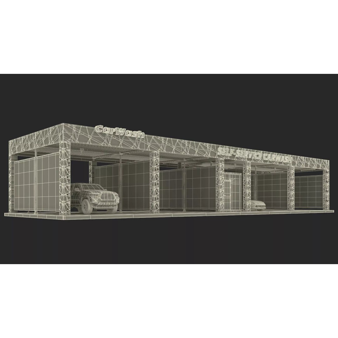 Self Serve Auto Wash 3D Model – High Quality Car Wash Facility, FBX - View 18