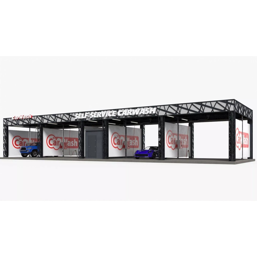 Self Serve Auto Wash 3D Model – High Quality Car Wash Facility, FBX - View 2