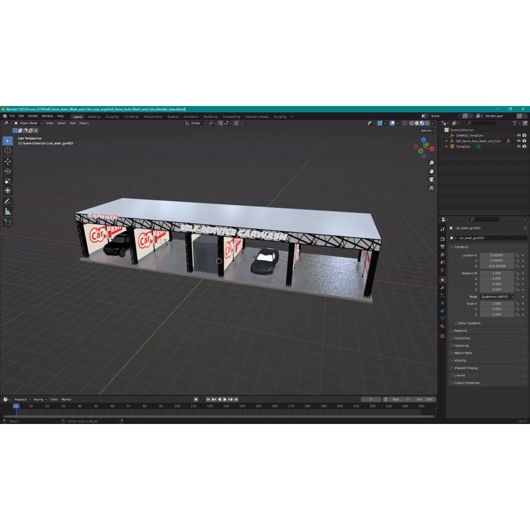 Self Serve Auto Wash 3D Model – High Quality Car Wash Facility, FBX - View 23