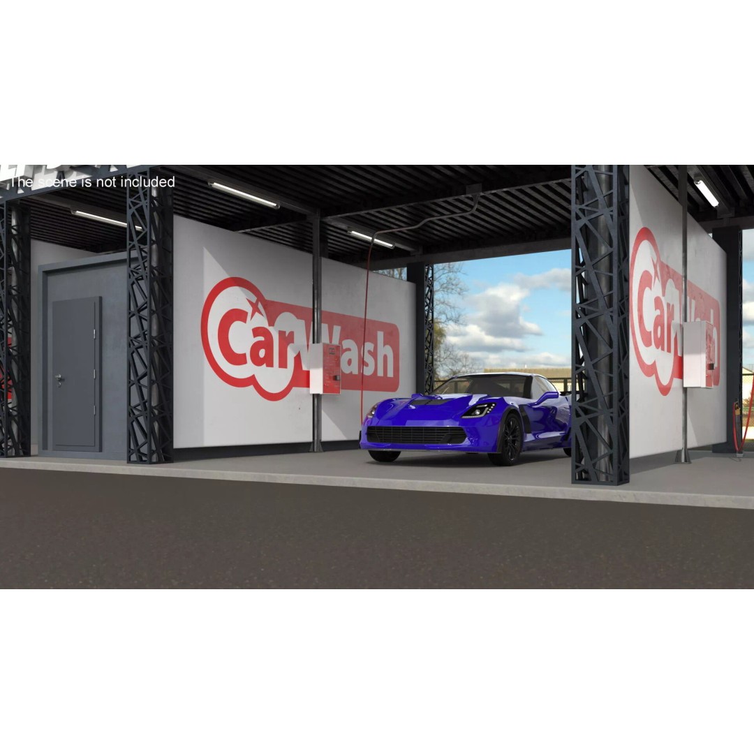 Self Serve Auto Wash 3D Model – High Quality Car Wash Facility, FBX - View 4