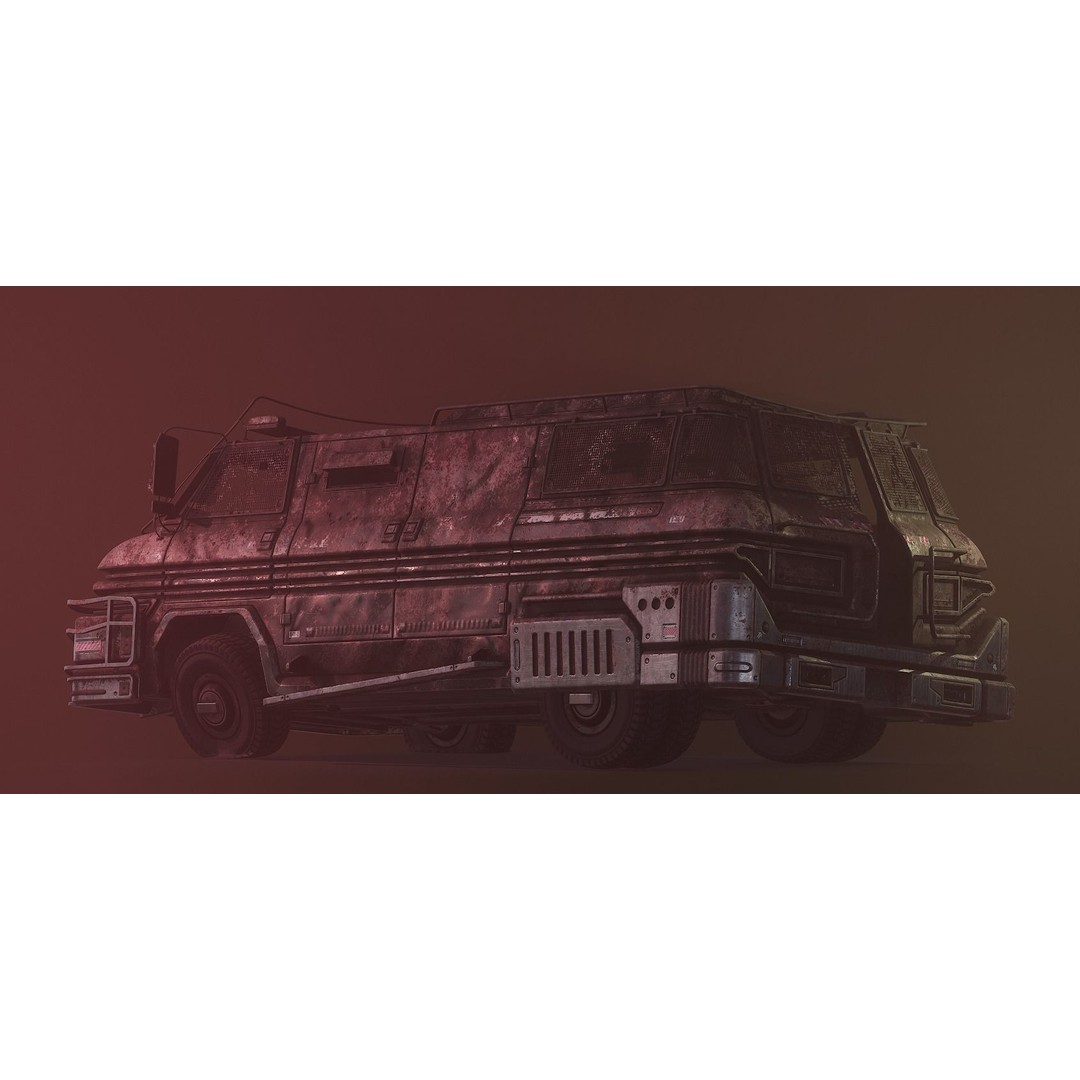 Cyberpunk Riot Van 3D Model – Low Poly Game Asset, FBX, PBR Textures