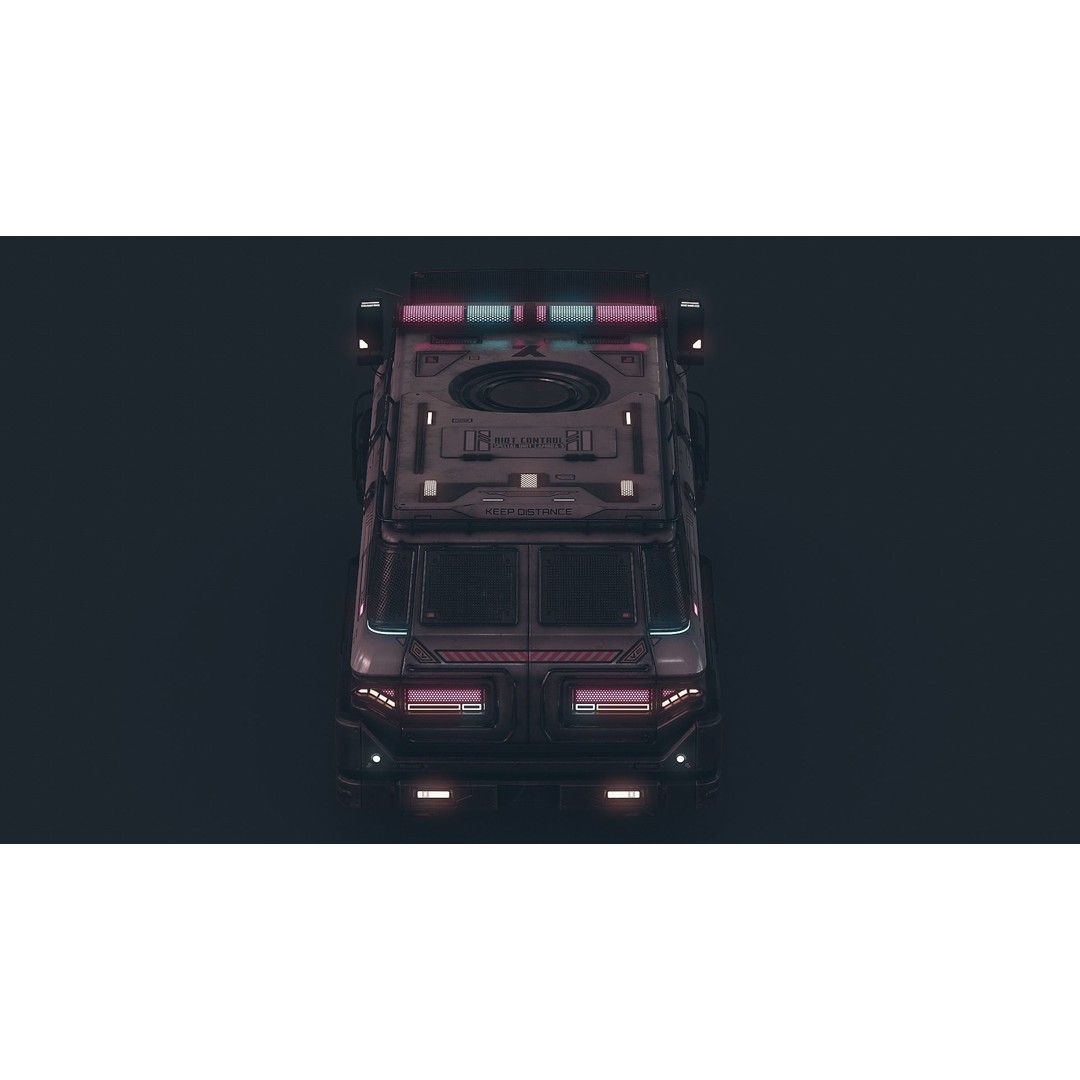 Cyberpunk Riot Van 3D Model – Low Poly Game Asset, FBX, PBR Textures - View 11