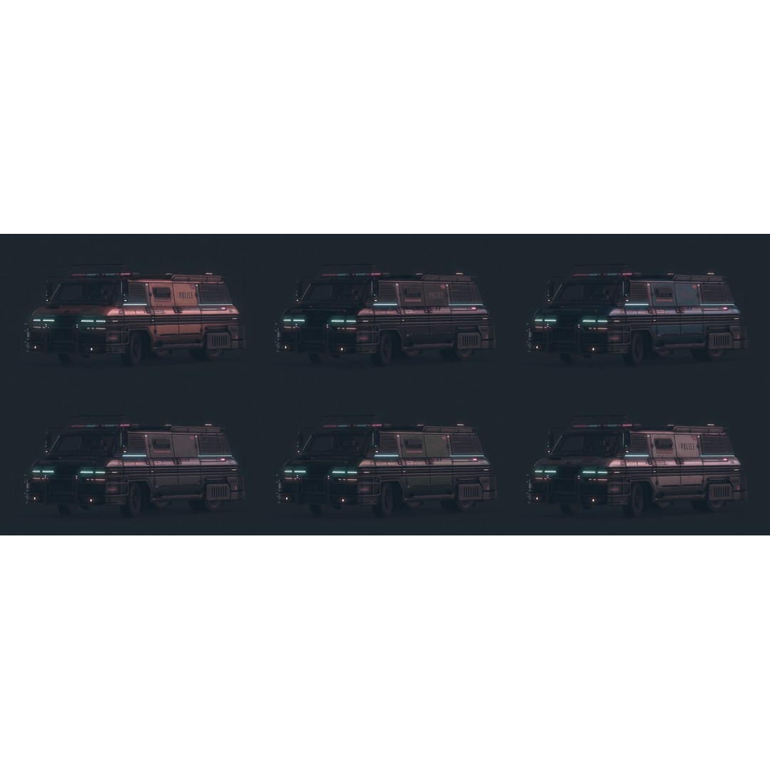 Cyberpunk Riot Van 3D Model – Low Poly Game Asset, FBX, PBR Textures - View 3