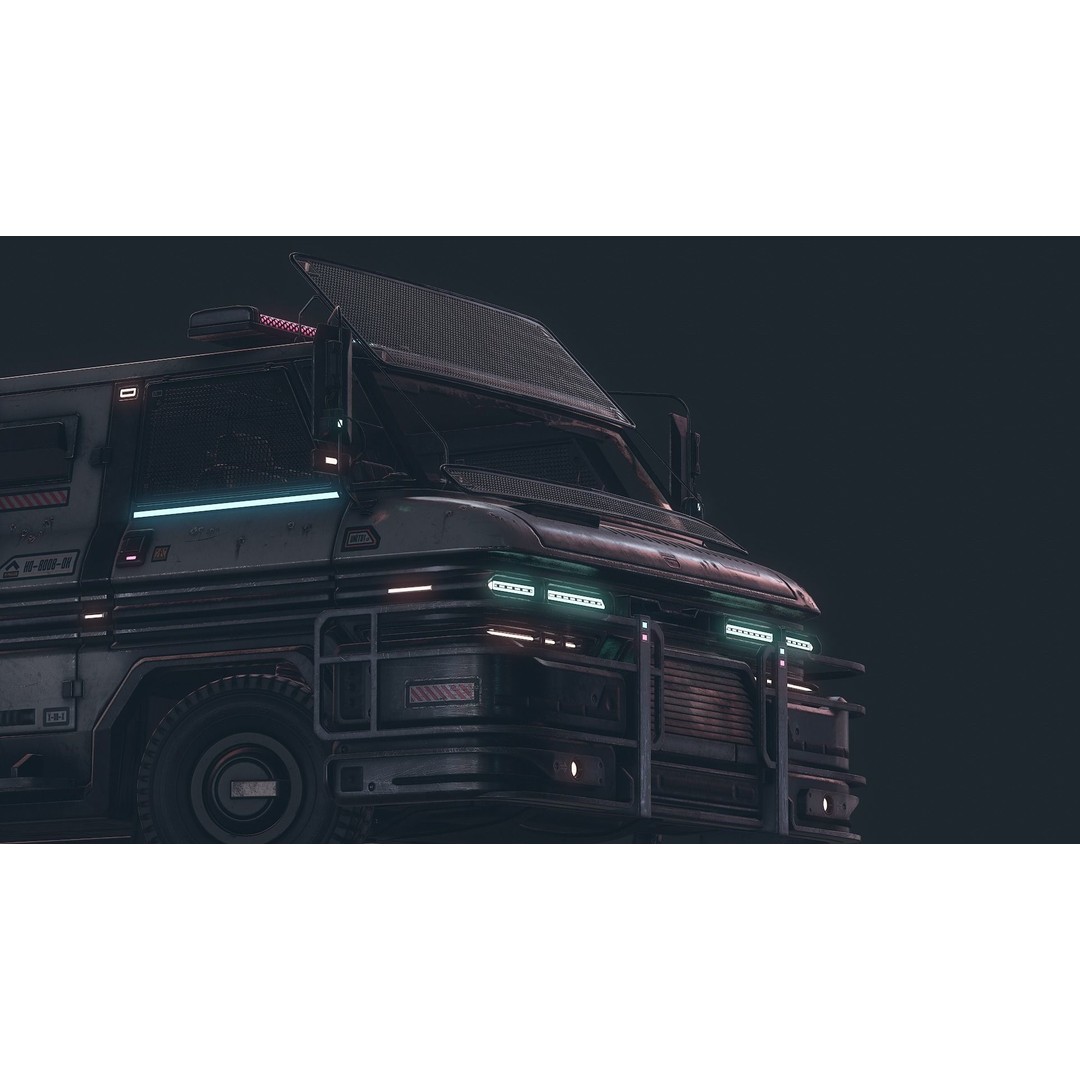 Cyberpunk Riot Van 3D Model – Low Poly Game Asset, FBX, PBR Textures - View 5