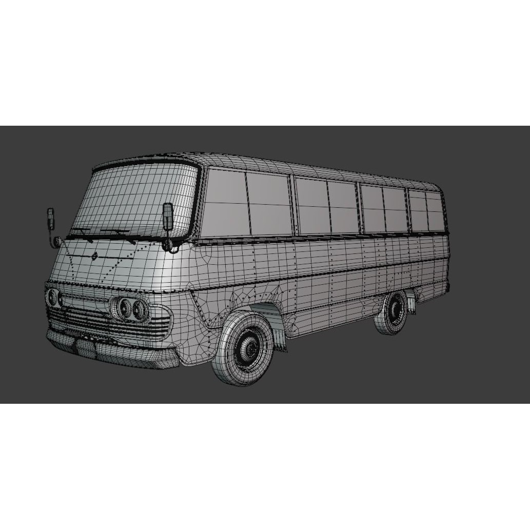 Toyota Light Bus 1963 3D Model – Authentic Vehicle Asset, FBX, OBJ - View 15