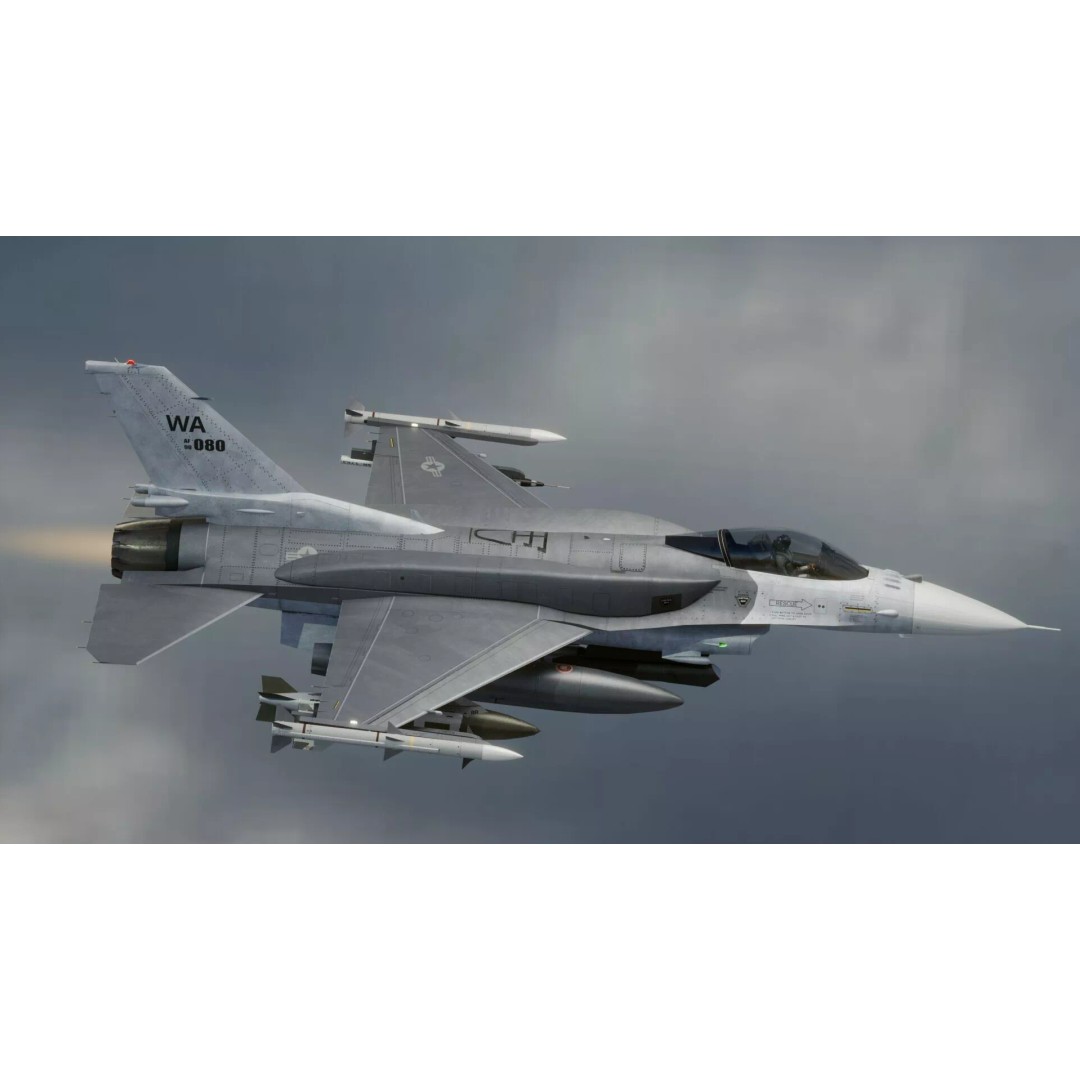 F-16 Viper 3D Model – Low Poly Rigged Aircraft with Decals, Blender - View 10
