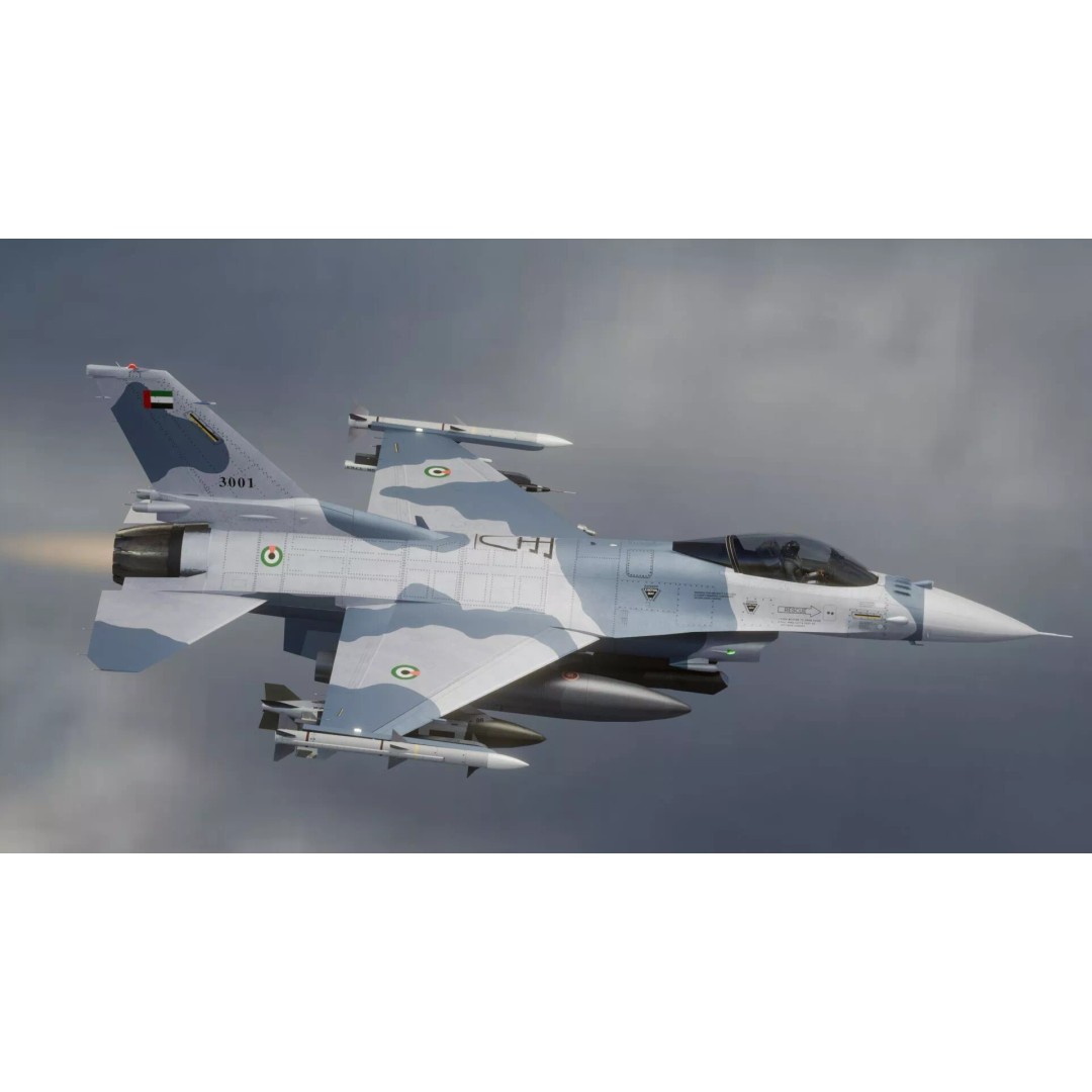 F-16 Viper 3D Model – Low Poly Rigged Aircraft with Decals, Blender - View 11