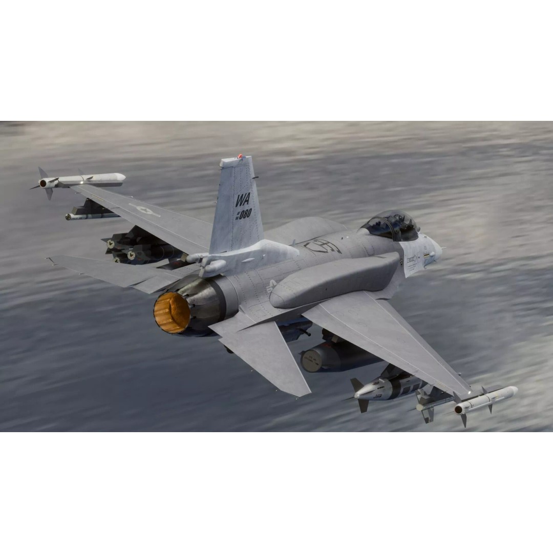 F-16 Viper 3D Model – Low Poly Rigged Aircraft with Decals, Blender - View 14