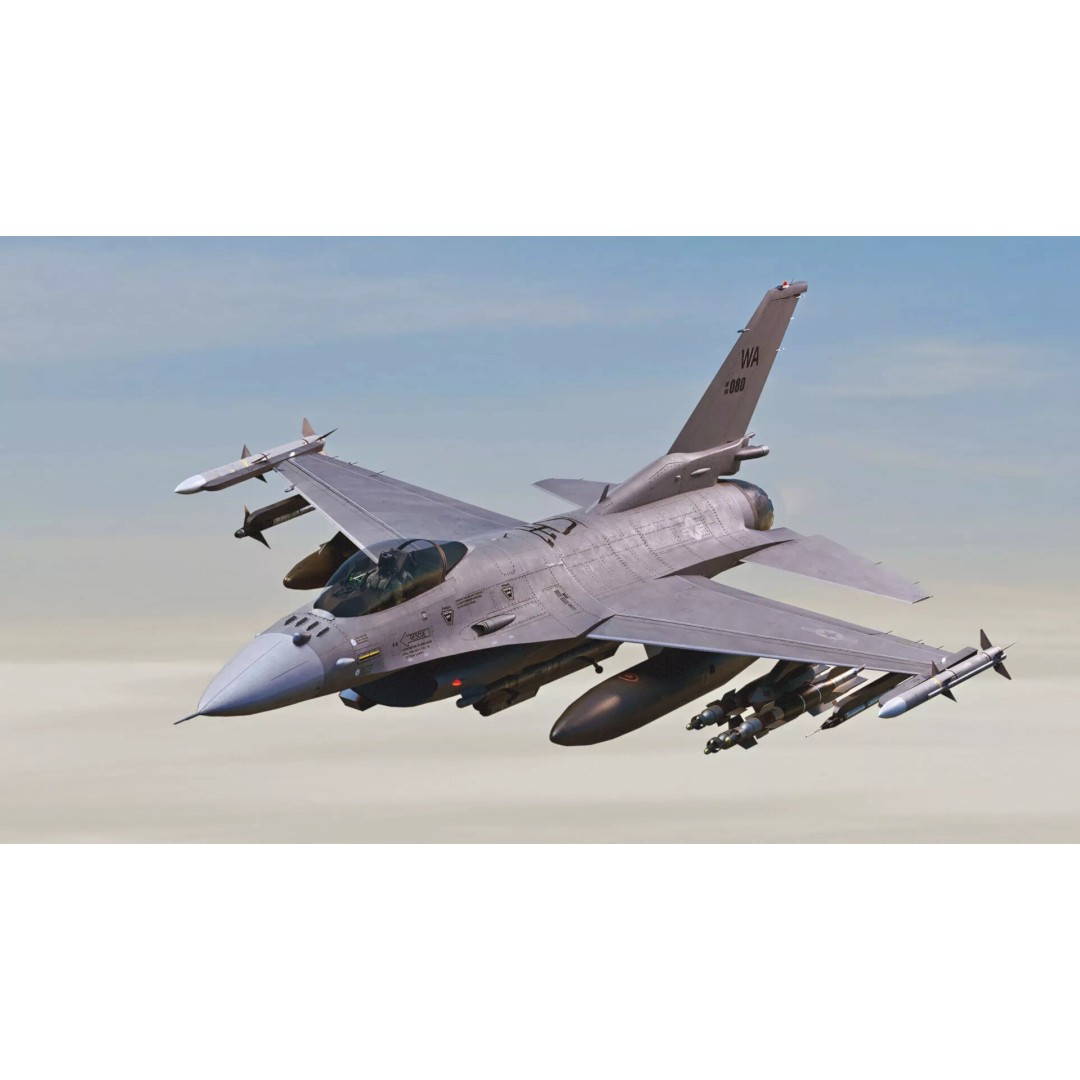 F-16 Viper 3D Model – Low Poly Rigged Aircraft with Decals, Blender - View 16