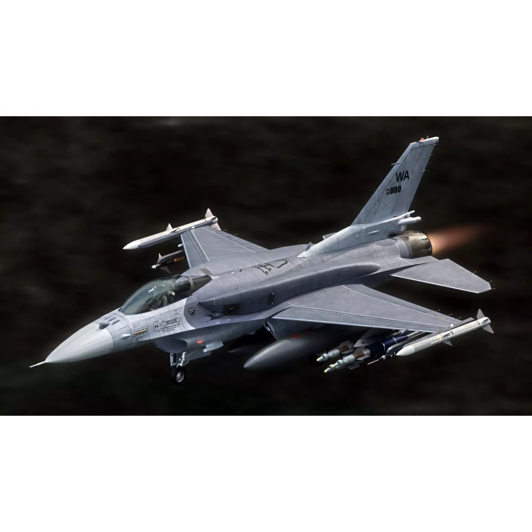 F-16 Viper 3D Model – Low Poly Rigged Aircraft with Decals, Blender - View 19