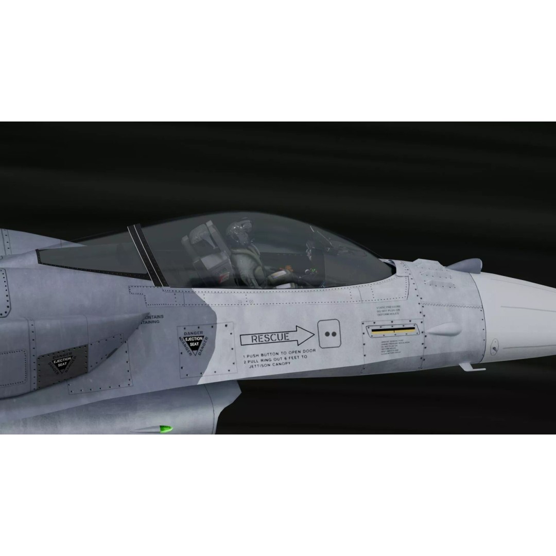 F-16 Viper 3D Model – Low Poly Rigged Aircraft with Decals, Blender - View 20