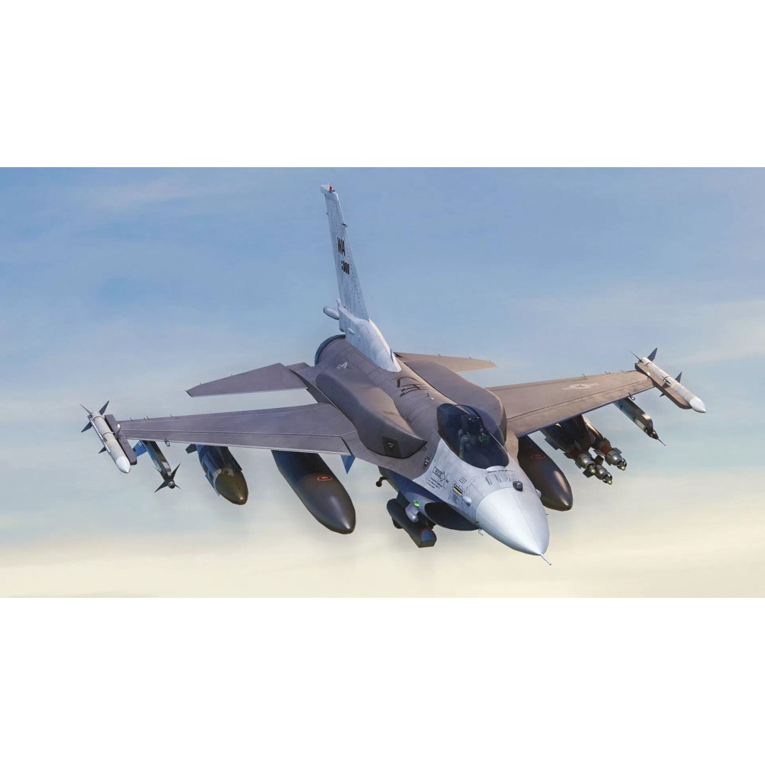 F-16 Viper 3D Model – Low Poly Rigged Aircraft with Decals, Blender - View 21