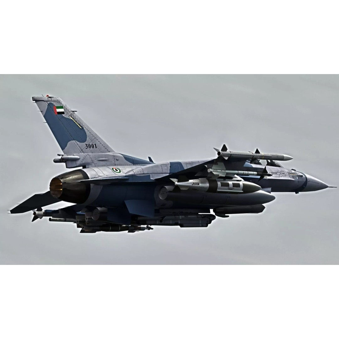 F-16 Viper 3D Model – Low Poly Rigged Aircraft with Decals, Blender - View 22